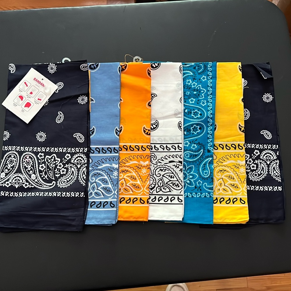6 classic paisley bandanas + 1 for good luck Cotton small square scarves